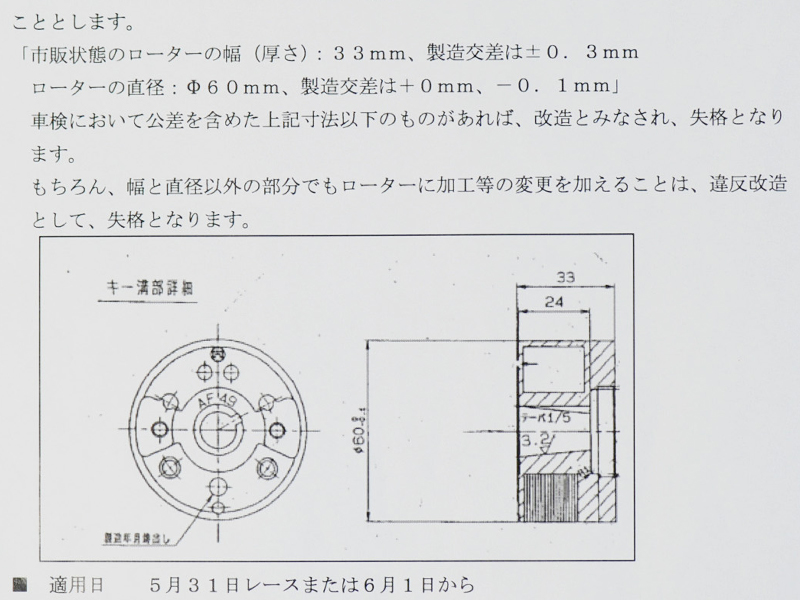 KT100SECローターのサイズの明確化